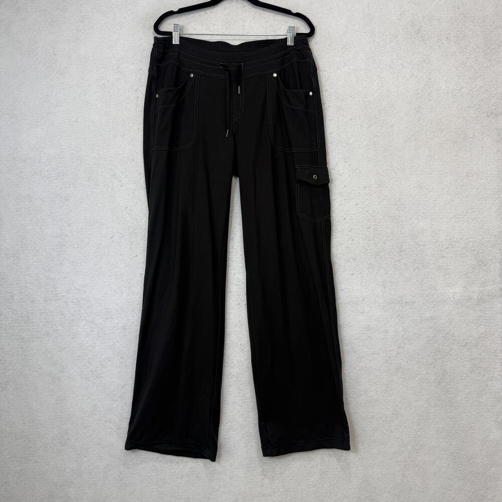 Kuhl Pants Womens 12 Black Nylon Spandex Cargo Straight Leg Travel Elastic Waist